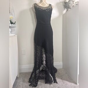 STUNNING vintage beaded black gown dress with beading and lace details